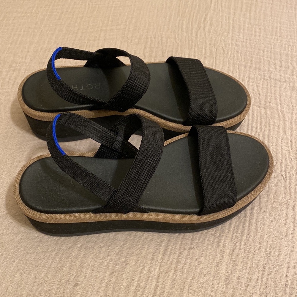 ROTHY’S Comfort Stretch Black & Tan Women's Slingback Sandals. Size 7 - Picture 2 of 7